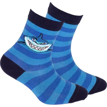 Chlapecké vzorované ponožky GATTA ŽRALOK, PROUŽKY modré Velikost: 21-23