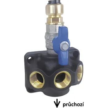 Vodovodní potrubí TECTITE Průchozí krabice pro rozvod vzduchu 15 mm + G1/2" s kohoutem - 3xG1/2"