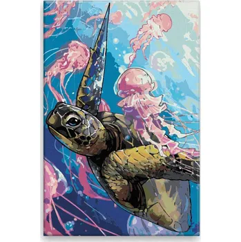 Dětské zboží Malování podle čísel - Kareta s medúzou - 40x60 cm, bez dřevěného rámu - CZ výroba