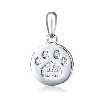 Přívěsek Stříbrný přívěšek tlapka se zirkony STRZ0971F