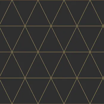 Tapeta Origin Černá vliesová tapeta, zlaté obrysy trojúhelníků 347684, City Chic, Precious, Origin, velikost 0,53 x 10,05 m