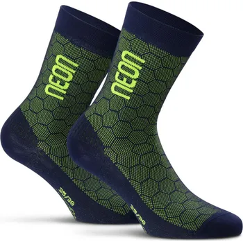 Pánské ponožky NEON Cyklistické ponožky klasické - NEON 3D - žlutá/modrá 39-42