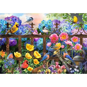 Diamantové malování Diamantové malování - Malovaná zahrádka s ptačky - č. 875 105x75 cm