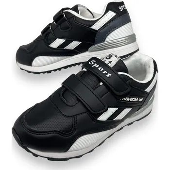 Chlapecké tenisky Sport Chlapecké černé tenisky na suchý zip 04 Barva: Černá, Velikost: 35