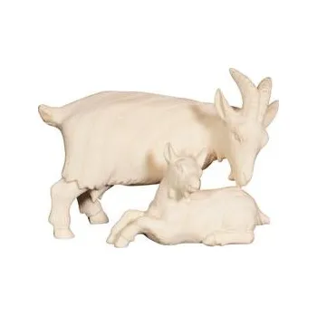 Vánoční dekorace Ornatis Koza s kůzletem Provedení: Přírodní bez malování, Velikost stojících figur dospělých postav: 9 cm Dřevěná vyřezávaná soška kozy a kůzlete