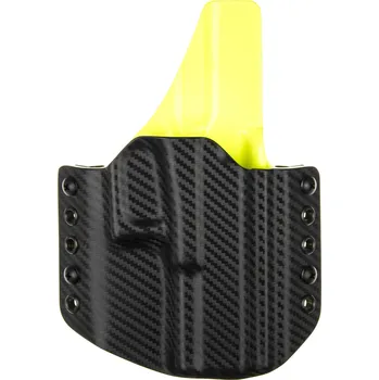Příslušenství pro sportovní střelbu RH Holsters OWB - Glock 19/23/32 - Glock 19X/45 - vnější kydexové pouzdro - poloviční sweatguard - carbon/safety žlutá Pouzdro je pro: Levák