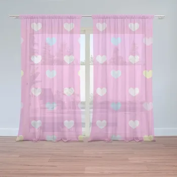 Záclona Sablio Záclony Srdce na růžové: 2ks 150x250cm