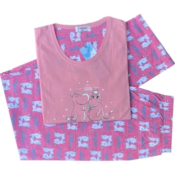 Dámské noční prádlo C-Lemon Dámské bavlněné pyžamo s dlouhým rukávem. Dogood Barva: Růžová, Velikost: 3XL