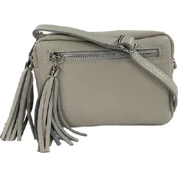 Vera Pelle Dámská kožená malá crossbody kabelka světle šedá