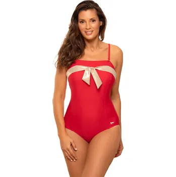 Dámské plavky Červené jednodílné plavky s mašlí Farada M-660 (3) Velikost: 36