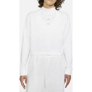 Dámské tričko Dámské Tričko s dlouhým rukávem NIKE W NSW TEE LS MOCK LX DM2792-100 – Bílá XS