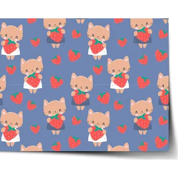 Plakát Sablio Plakát Kočičky s jahodami - 60x40 cm