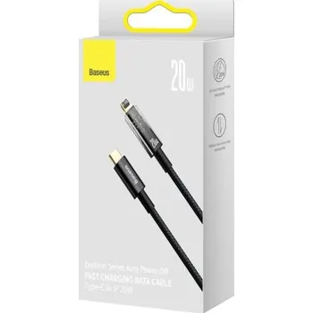 Baseus Type-C to Lightning Explorer Series Auto Power-Off Fast Charging Data Cable, 20W, 1m Black (C CATS000001