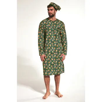 Pánské pyžamo Cornette noční košile pánská 110/15 - zelená, L (Pánská noční košile s dlouhým rukávem Cornette 110)