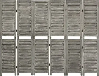 Paraván Paraván z masivního dřeva 6dílný 214 x 166 cm šedý