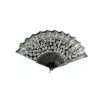 Karnevalový doplněk Gotický vějíř černý s kytičkami