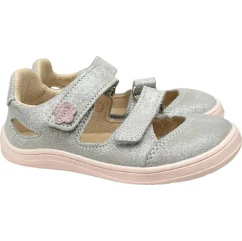Chlapecké sandály Barefoot kožené sandále FEBO JOY - Grey/Pink, Baby bare shoes Velikost: 31