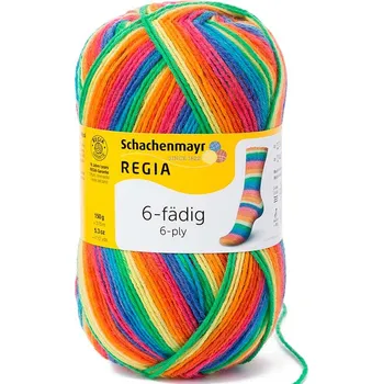 Příze Regia 6-ply Stripemania color 6367 Rainbow (Ponožková příze Stripemania color 6-ply 6367 Rainbow)