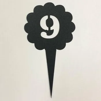 Party dekorace Zápich Číslo, černá, kruh č. 9