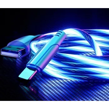Datový kabel POČÍTÁRNA USB-lightning rychlo nabíječka s LED podsvícením 1m - modrá