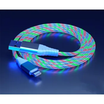 Datový kabel POČÍTÁRNA USB-lightning rychlo nabíječka s LED podsvícením 1m - multicolor