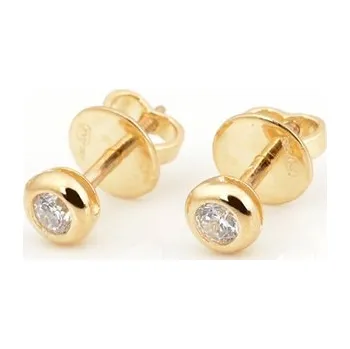 Náušnice Náušnice ze žlutého zlata pecičky se zirkonem NA1267F + DÁREK ZDARMA