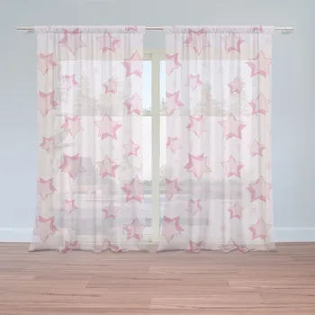 Záclona Sablio Záclony Růžové hvězdy: 2ks 150x250cm