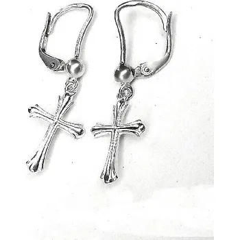Náušnice Stříbrné visací náušnice křížek - NK7/929 (Stříbrné náušnice visací křížky)