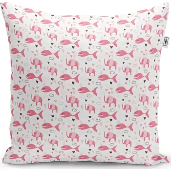 Polštář Sablio Polštář Růžové rybky a sloni - 40x40 cm
