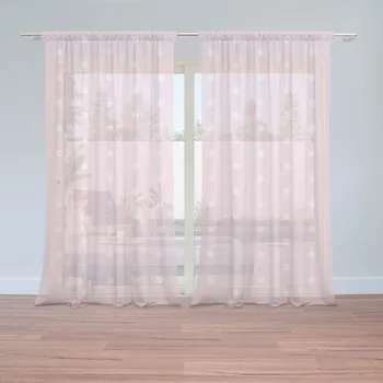 Záclona Sablio Záclony Bílé puntíky na růžové: 2ks 150x250cm
