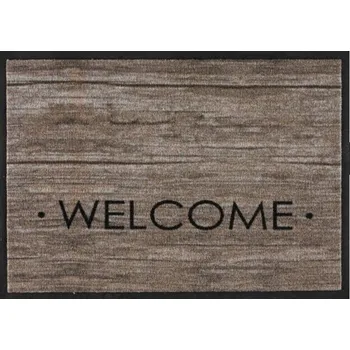 Rohožka Hnědá vnitřní čistící pratelná vstupní rohož FLOMA Welcome - 60 x 80 x 0,7 cm