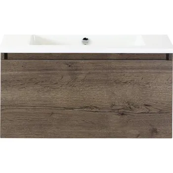 Koupelnový nábytek Koupelnový nábytkový set Sanox Frozen barva čela tabacco ŠxVxH 81 x 42 x 46 cm s keramickým umyvadlem bez otvoru na kohout