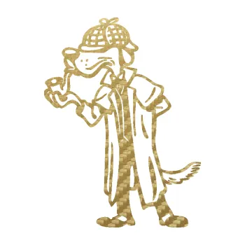 Polep vozidla SAMOLEPKA Pes 187 levá detektiv s dýmlou (59 - 3D karbon zlatý) NA AUTO, NÁLEPKA, FÓLIE, POLEP, TUNING, VLASTNÍ TEXT, TISK, AUTOSAMOLEPKY.cz, POLEPY, OBRÁZEK, LOGO, SAMOLEPKY