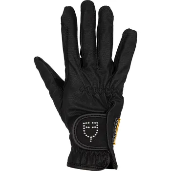 Jezdecké rukavice EQUESTRO Rukavice jezdecké Glitter Logo Equestro, dámské, černé XL