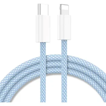 Datový kabel Opletený kabel USB-C - LIGHTNING iPhone/iPad/iMac 2m barevný Barva: Modrá