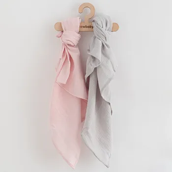 látková plena Mušelínové pleny New Baby 60x80 cm 2 ks růžová, šedá