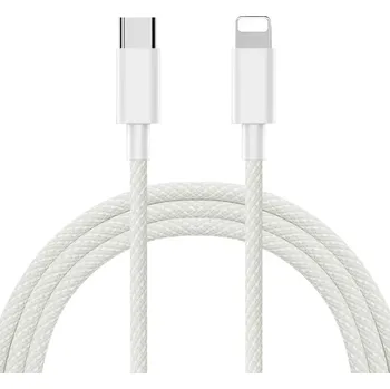 Datový kabel Opletený kabel USB-C - LIGHTNING iPhone/iPad/iMac 2m barevný Barva: Bílá