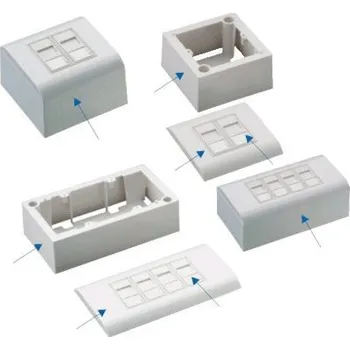 Elektrická zásuvka Datová zásuvka DATACOM UTP cat.5e 4xRJ45 Datová zásuvka, modulární, UTP, cat.5e, 4x RJ45, na i pod omítku, bílá 2363