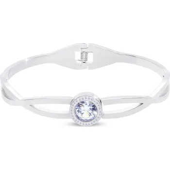 Náramek biju Náramek na ruku z chirurgické oceli - pevný, kruh ozdobený čirými krystaly 2002257