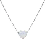 Stříbrný náhrdelník se syntetickým opálem bílé srdce 12048.1 White s. Opal