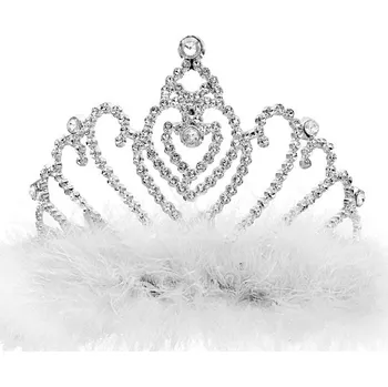 Karnevalový doplněk Stříbrná korunka s chmýřím