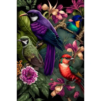 Diamantové malování Diamantové malování - Barevní ptáci v květech č. 1056