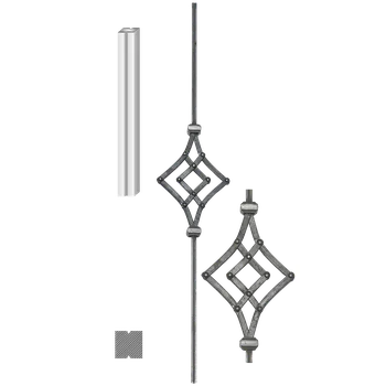 Zábradlí DOPREDAJ tyč 12 x 12 x 900 mm, ornament 280 x 180 mm