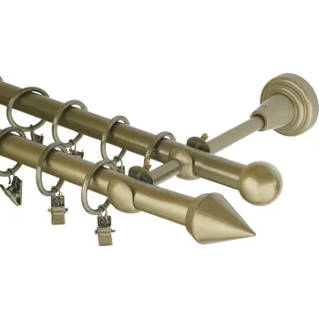 Garnýž kovová 460 cm dvouřadá - dvojitá 16 hrot zlatá antik