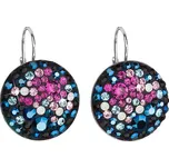 Stříbrné náušnice visací s krystaly Swarovski mix barev kulaté 31161.4 Galaxy
