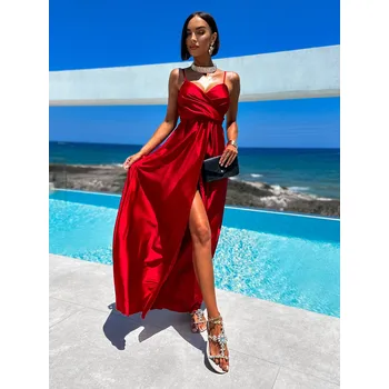 Dámské šaty Bordó elegantní šaty PATILLA s rozparkem Velikost: ONESIZE