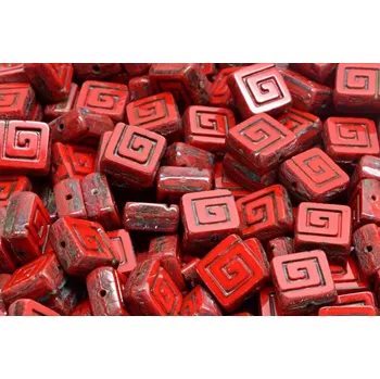 Korálek Ploškovaný keltský čtvereček 9x9 mm č. 12