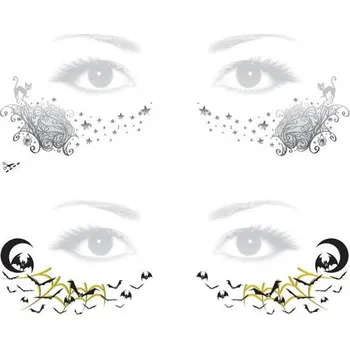 Odstranitelné tetování Halloweenské pihy s kočkami a netopýry - nalepovací tetování