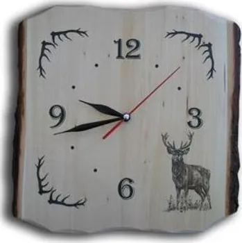 Hodiny E-myslivost Myslivecké hodiny Jelen - deska s kůrou
