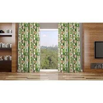 Závěs Bydlimekrasne.cz Hotový závěs s řasící páskou blackout 145x150 cm kola zelená